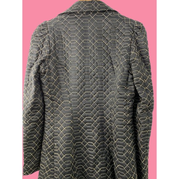 VTG Betsey Johnson New York Silk Fit & Flare Black Gold Coat Size 10 Dress 6604 - Picture 11 of 14